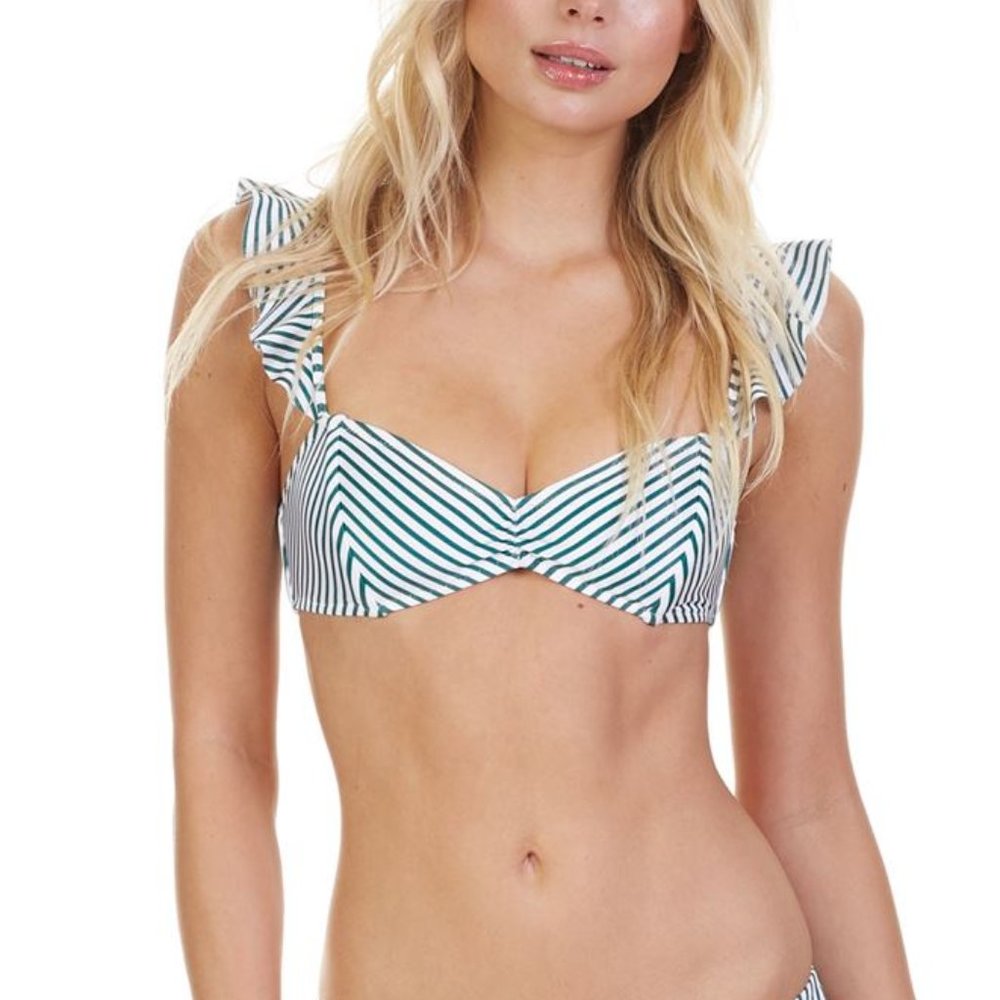 Tori Praver Vada Striped Ruffle Bikini Top - Picture 7 of 11